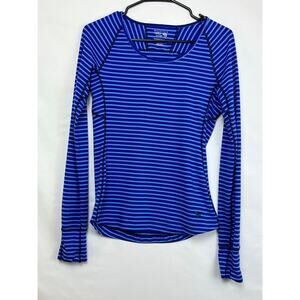 Mountain Hardwear Women's Small Blue/White Striped Long Sleeve Round Neck Top